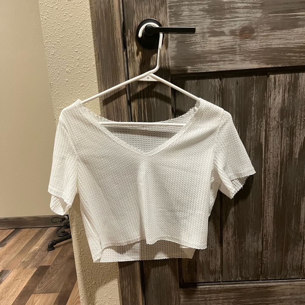 White Shein Waffle Knit Croptop